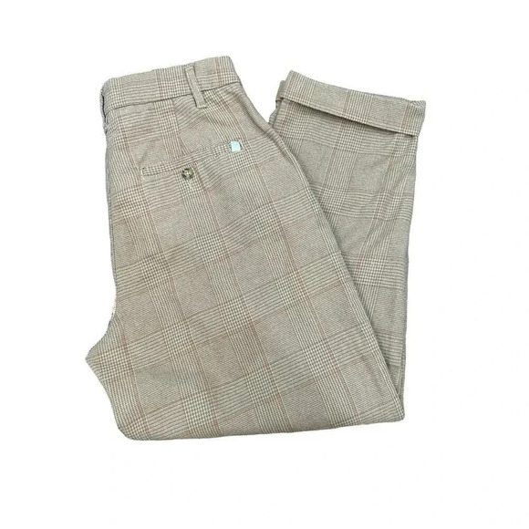 Brixton Women's Beige Plaid Cotton Blend Straight Leg High Rise Pant Size 24 - Picture 3 of 7